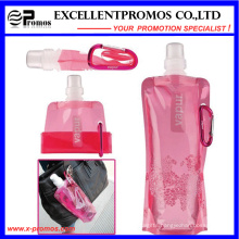 Foldable Plastic Water Bottle with Stainless Steel Ring (EP-B7154)